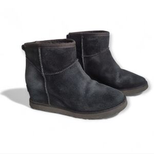 UGG Classic Femme Mini wedge ankle boots in black suede Size 8